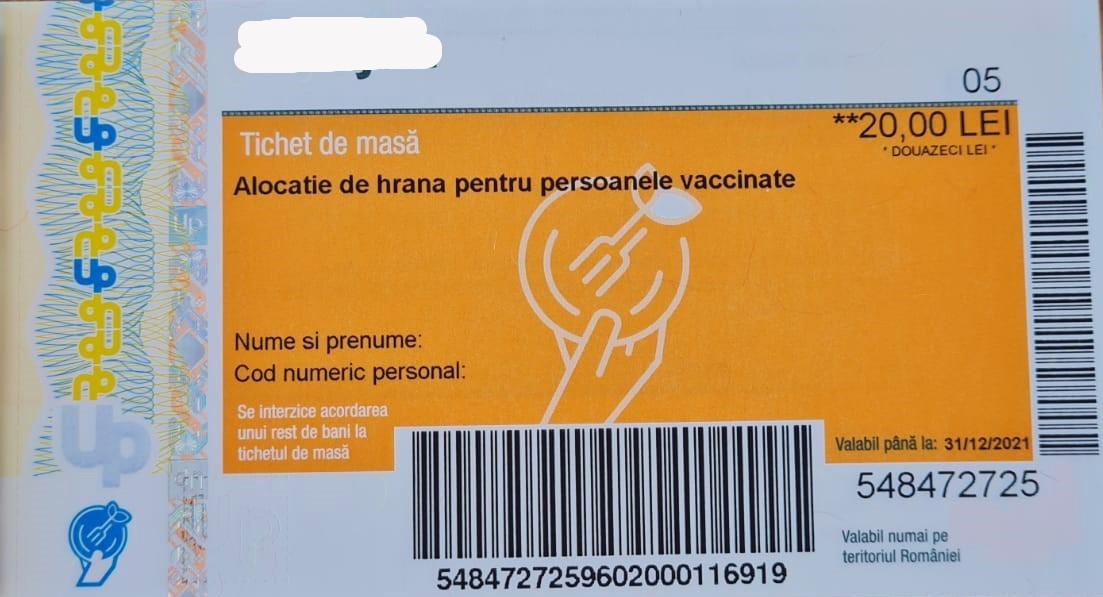 DSP Tulcea: Persoanele care se imunizează cu cea de-a treia doză de vaccin nu beneficiază de tichete de masă!