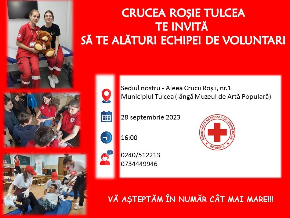 Filiala Tulcea a Crucii Roșie Române recruteazaă tineri voluntari