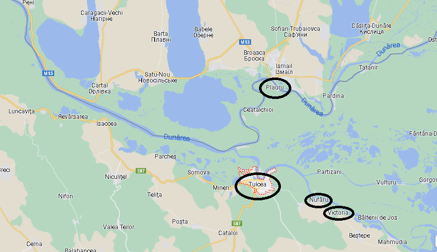Bucăți de la o posibilă dronă, în zona localităților Nufăru și Victoria, la 8 km de Tulcea