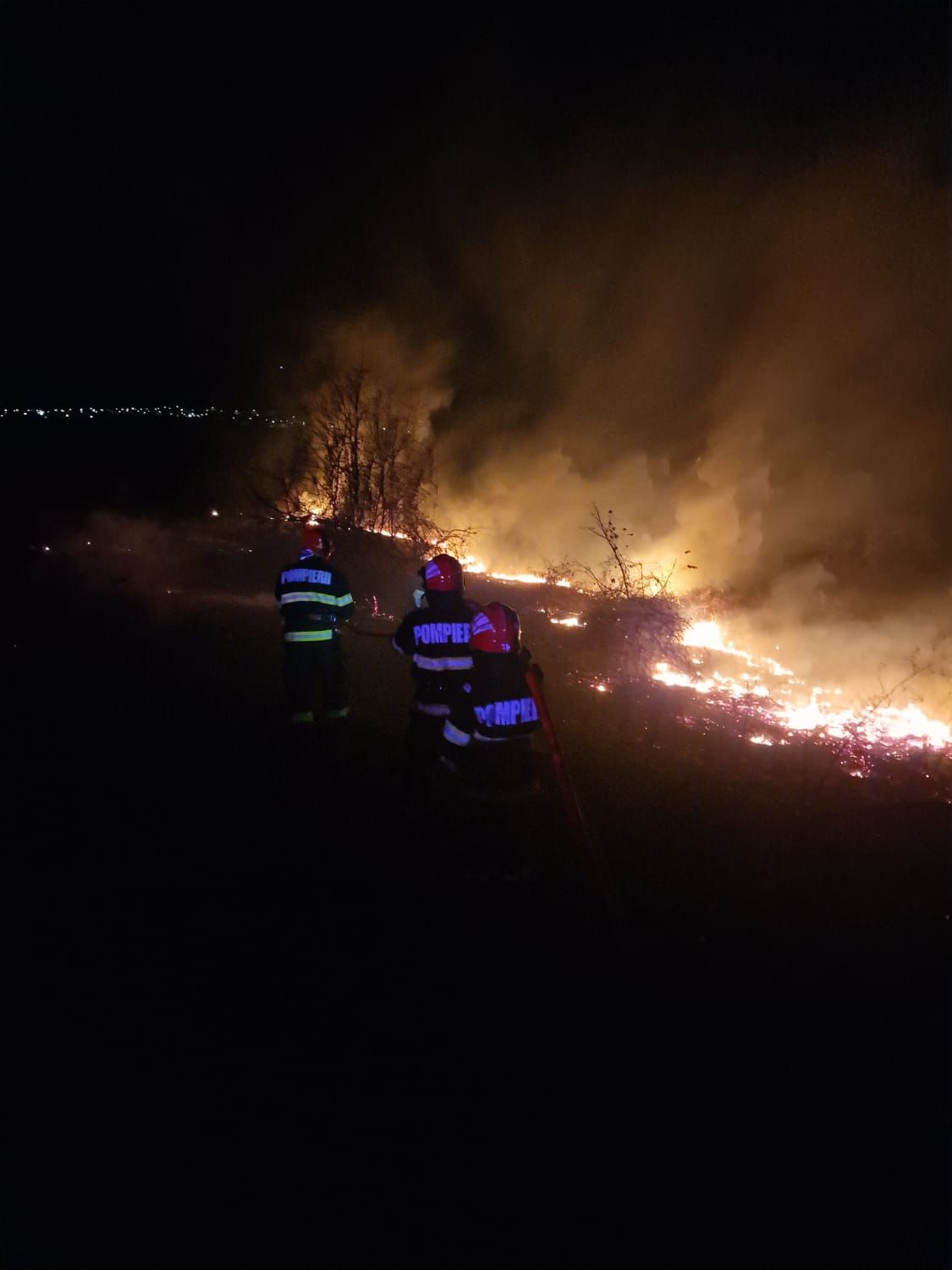 Pompierii tulceni au luptat seara trecută cu un incendiu de proporții -100 de ha de vegetație au fost afectate